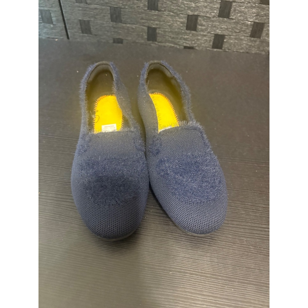 Vivaia Faux Mink Knit Loafers Navy Women's Sz 36/6 US